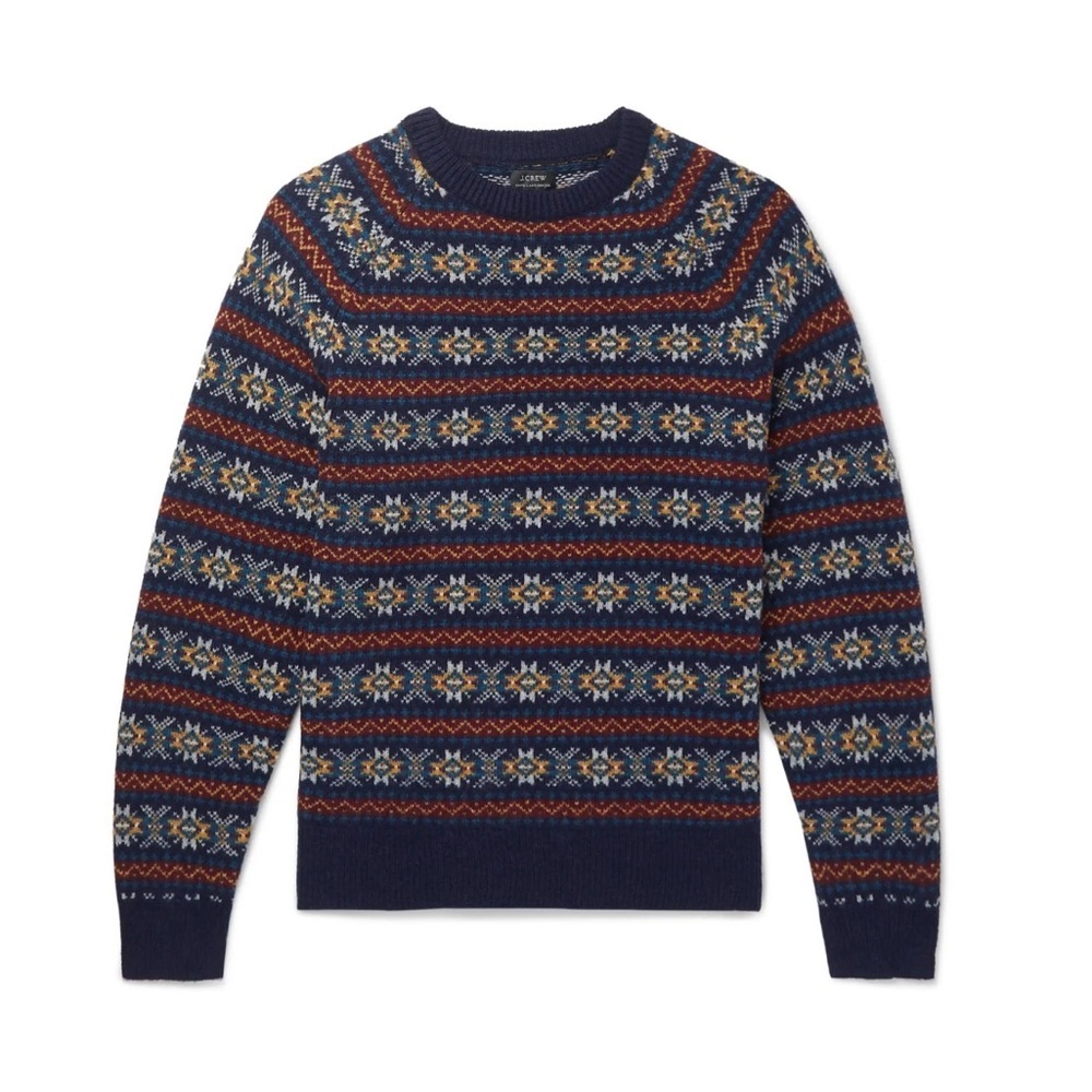 J Crew Lambswool Fair Isle Crewneck Sweater